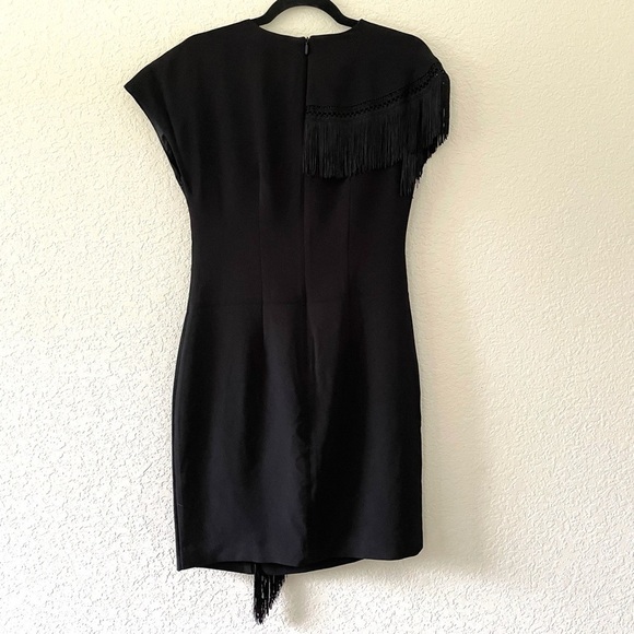 NWT Trina Turk Fringe Little Black Cocktail Dress - Picture 6 of 8
